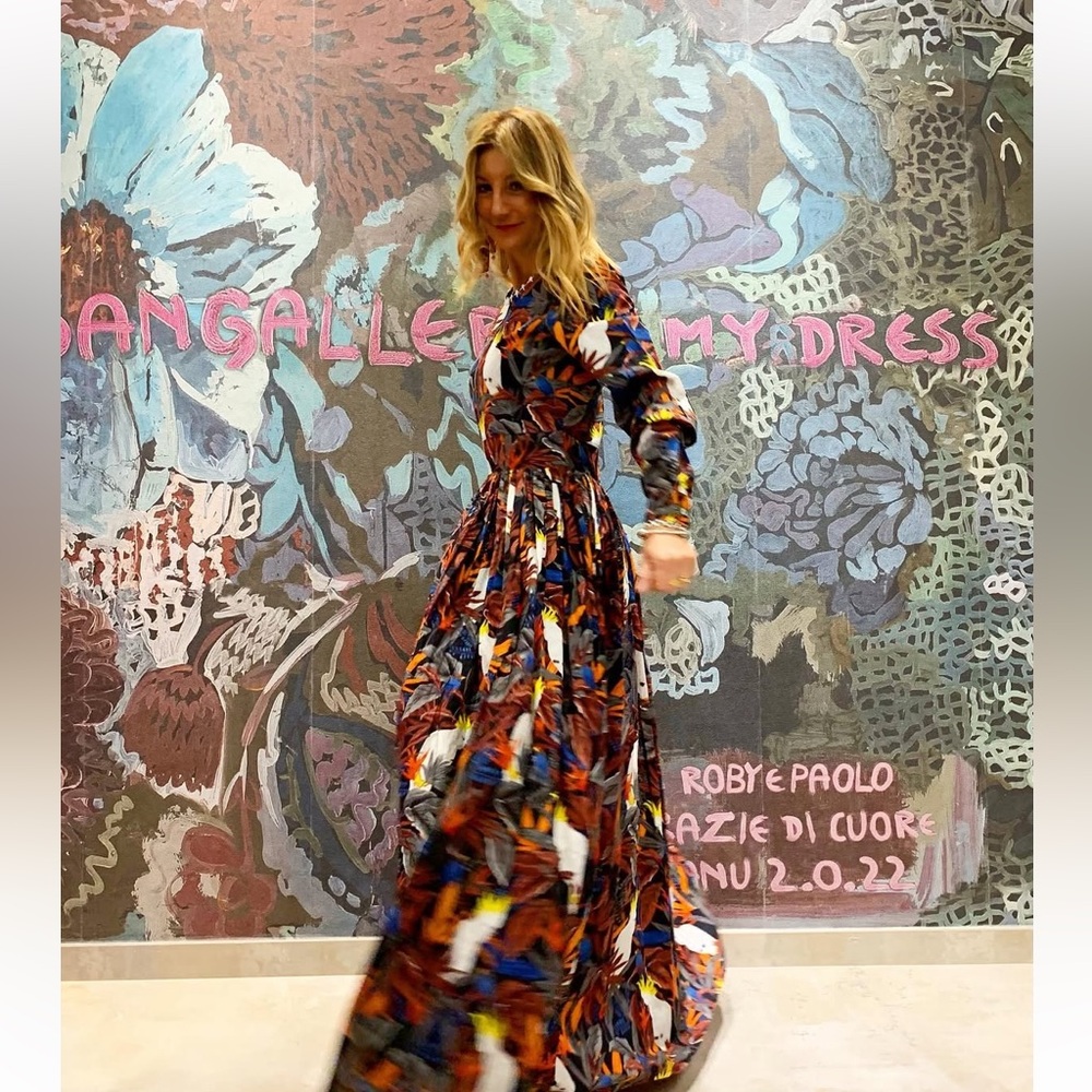NEW Connor & Blake Lea Printed Cotton Maxi Dress Medium Cockatoo Bird boho - Picture 4 of 15